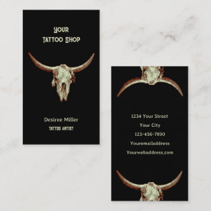 Westlicher Rustikaler Schwarzer Tattoo-Shop Stiers Visitenkarte