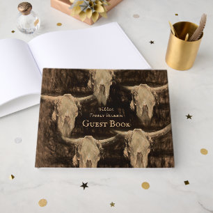 Westlicher Rustikaler Vintage-Stierschädel Braun L Gästebuch