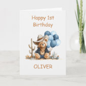 Westlicher Teddybär 1. Geburtstag Karte (Vorderseite)
