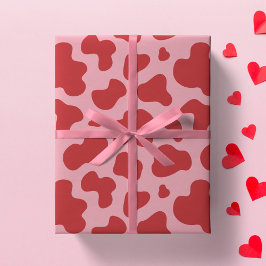 Westlicher Valentinstag Kuh Druck Cowgirl Rosa Rot Geschenkpapier