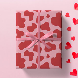 Westlicher Valentinstag Kuh Druck Cowgirl Rosa Rot Geschenkpapier