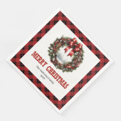 Westlicher Weihnachtskranz rote schwarze Büffelser Serviette (Ecke)