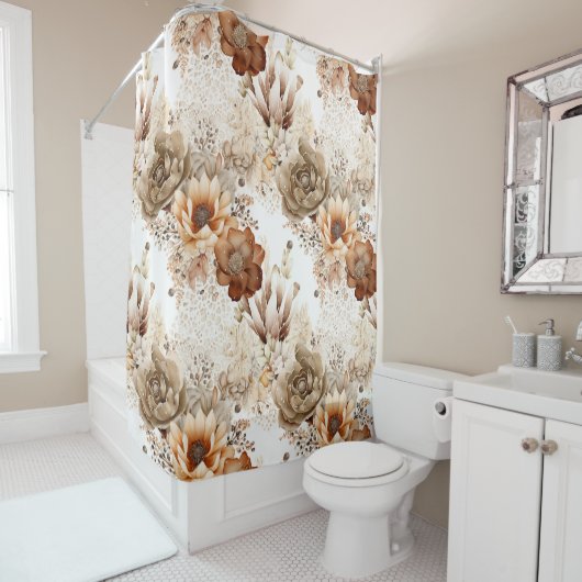 Westliches Braun Creme Südwest-Blumenmuster Duschvorhang (Beispiel)