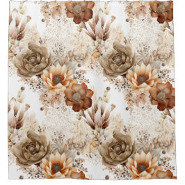 Westliches Braun Creme Südwest-Blumenmuster Duschvorhang