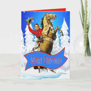 Westliches Cowboy-und-Pferd-Weihnachtsgrußkarte Feiertagskarte