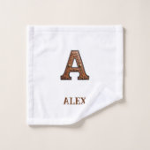 Westliches geprägtes Lederinitial-Monogramm A Badhandtuch Set (Waschlappen)