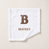 Westliches geprägtes Lederinitial-Monogramm B Badhandtuch Set (Waschlappen)