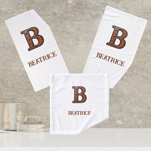 Westliches geprägtes Lederinitial-Monogramm B Badhandtuch Set