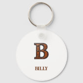 Westliches geprägtes Lederinitial-Monogramm B Schlüsselanhänger (Rückseite)