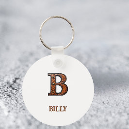 Westliches geprägtes Lederinitial-Monogramm B Schlüsselanhänger