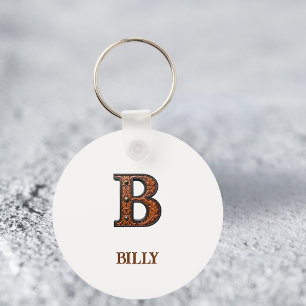 Westliches geprägtes Lederinitial-Monogramm B Schlüsselanhänger