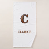 Westliches geprägtes Lederinitial-Monogramm C Badehandtuch (Badehandtuch)