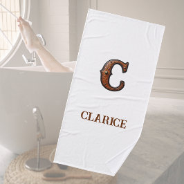 Westliches geprägtes Lederinitial-Monogramm C Badehandtuch