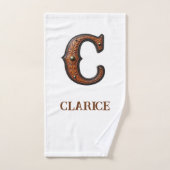 Westliches geprägtes Lederinitial-Monogramm C Badhandtuch Set (Handtuch)