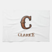 Westliches geprägtes Lederinitial-Monogramm C Geschirrtuch (Horizontal)