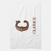Westliches geprägtes Lederinitial-Monogramm C Geschirrtuch (Vertikal)