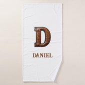 Westliches geprägtes Lederinitial-Monogramm D Badehandtuch (Badehandtuch)