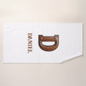 Westliches geprägtes Lederinitial-Monogramm D Badehandtuch (Badehandtuch)