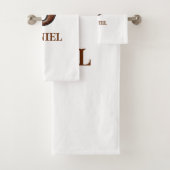 Westliches geprägtes Lederinitial-Monogramm D Badhandtuch Set (Insitu)