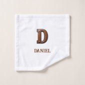 Westliches geprägtes Lederinitial-Monogramm D Badhandtuch Set (Waschlappen)
