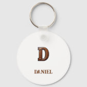 Westliches geprägtes Lederinitial-Monogramm D Schlüsselanhänger (Vorderseite)