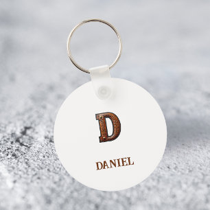 Westliches geprägtes Lederinitial-Monogramm D Schlüsselanhänger
