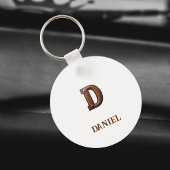Westliches geprägtes Lederinitial-Monogramm D Schlüsselanhänger