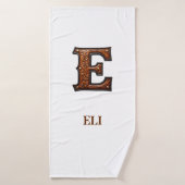 Westliches, geprägtes Lederinitial-Monogramm E Badehandtuch (Badehandtuch)