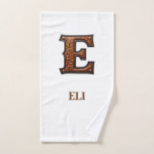 Westliches, geprägtes Lederinitial-Monogramm E Badhandtuch Set (Handtuch)