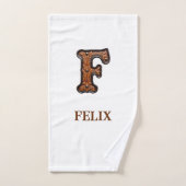 Westliches geprägtes Lederinitial-Monogramm F Badhandtuch Set (Handtuch)