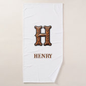 Westliches geprägtes Lederinitial-Monogramm H Badehandtuch (Badehandtuch)