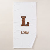 Westliches geprägtes Lederinitial-Monogramm L Badehandtuch (Badehandtuch)