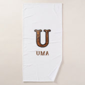 Westliches geprägtes Lederinitial-Monogramm U Badehandtuch (Badehandtuch)
