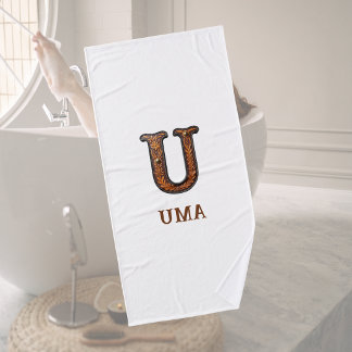 Westliches geprägtes Lederinitial-Monogramm U Badehandtuch