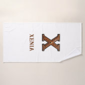 Westliches geprägtes Lederinitial-Monogramm X Badehandtuch (Badehandtuch)