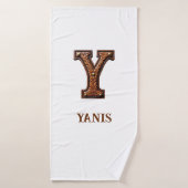 Westliches geprägtes Lederinitial-Monogramm Y Badehandtuch (Badehandtuch)