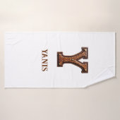 Westliches geprägtes Lederinitial-Monogramm Y Badehandtuch (Badehandtuch)