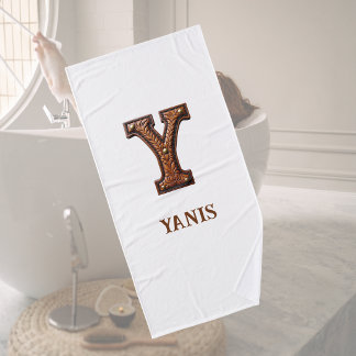 Westliches geprägtes Lederinitial-Monogramm Y Badehandtuch