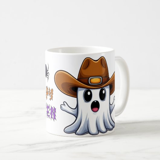Westliches Gespenst-Maskottchen im Cowboy-Stil 🤠 Kaffeetasse (VorderseiteRechts)