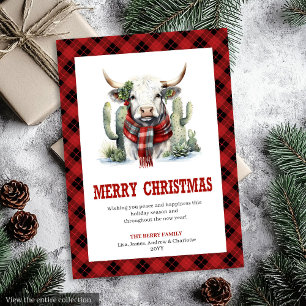 Westliches Karo-Buffalo-Weihnachtsgrußkarte Feiertagskarte