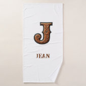 Westliches Monogramm aus Leder mit Initiale J Badehandtuch (Badehandtuch)
