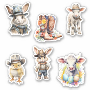 Westliches Oster-Cowboy-Rustik-Häschen  Aufkleber