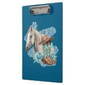 Westliches Pferd Clipboard - Navy Klemmbrett (Links)