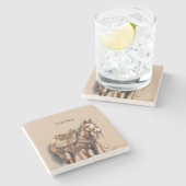 Westliches Pferd Creme Braun  Steinuntersetzer (Seitenansicht)