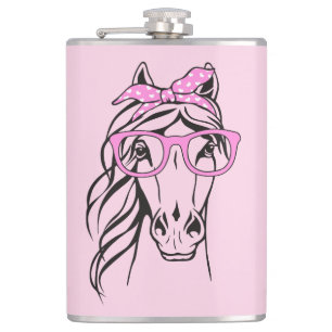 Westliches Pferdereiten Rosa Pferd Flachmann