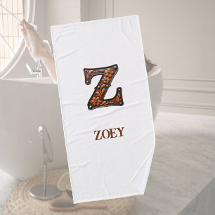 Westliches Werkleder-Initial-Monogramm Z Badehandtuch