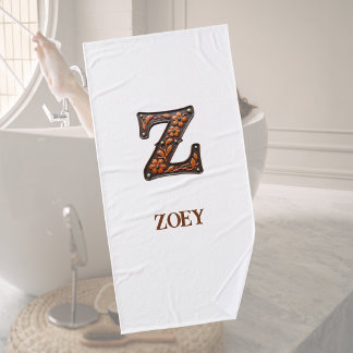 Westliches Werkleder-Initial-Monogramm Z Badehandtuch