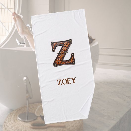 Westliches Werkleder-Initial-Monogramm Z Badehandtuch