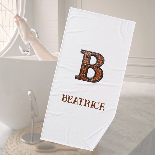Westliches Werkzeugleder Initial Monogramm B Badehandtuch