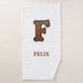 Westliches Werkzeugleder Initial-Monogramm F Badehandtuch (Badehandtuch)
